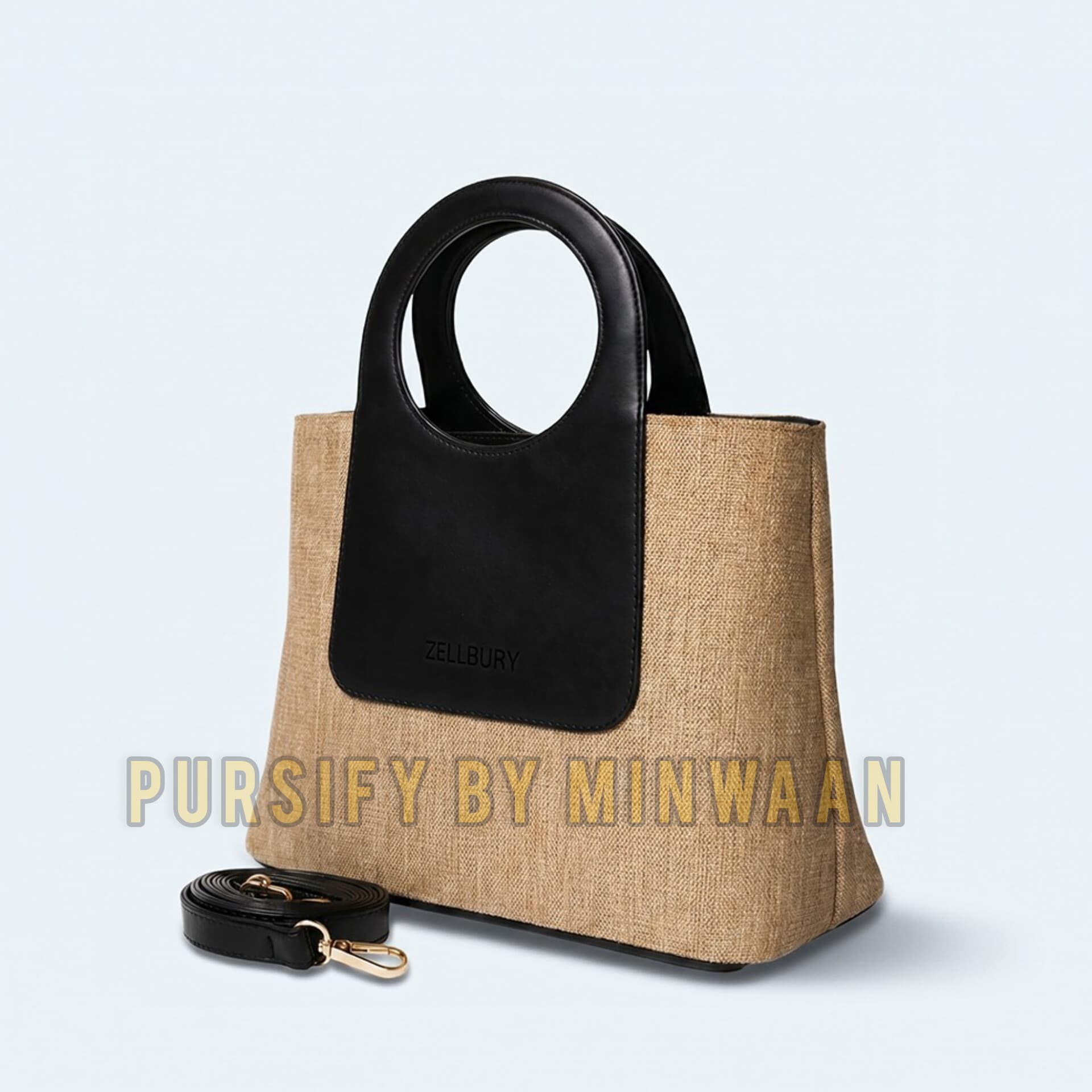 Beige Bag with black handle